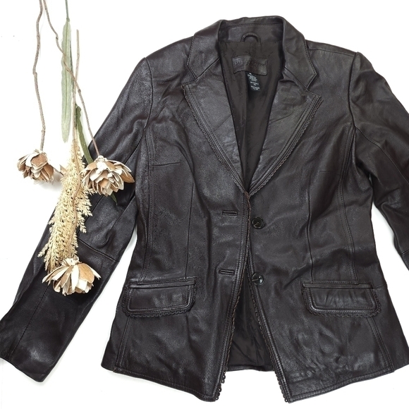 Jaclyn Smith Brown Leather Jacket sz 10 - Picture 3 of 13